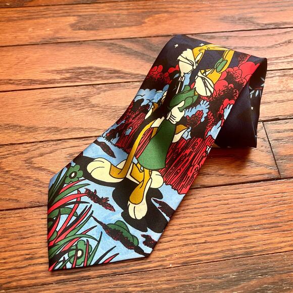 Vintage 90s Y2K MAN ROAD Looney Tunes Bugs Babs Bunny Neck Tie - Picture 4 of 4